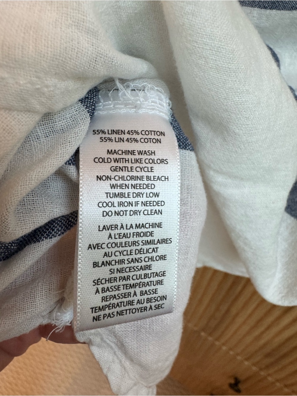 BeachLunchLounge White & Blue Stripped Linen Cotton Blend Tunic Tank/Cover Up - Picture 4 of 10